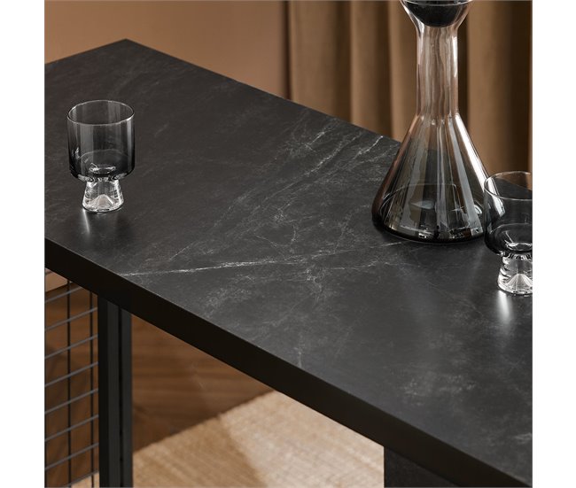 Mesa Alta de Bar con 3 Baldas SoBuy FWT100-SCH Negro