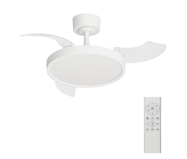 Ventilador techo JULIA S retractil led motor DC  Blanco