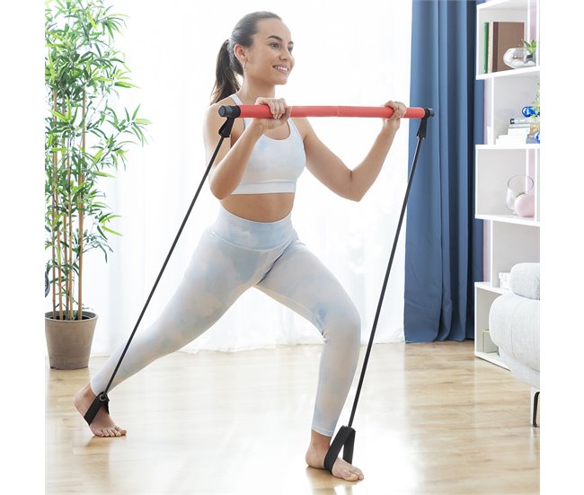 Barra de Fitness con Bandas Elásticas y Guía de Ejercicios Negro
