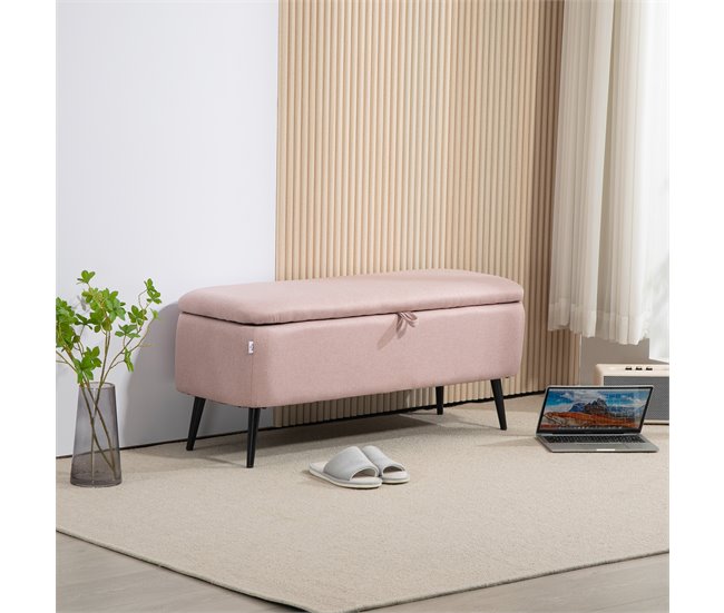 Banco de Almacenaje Poliéster, Espuma HOMCOM Rosa