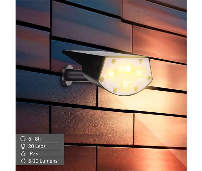 Aktive Foco solar LED 5-10 lúmenes diseño 2 en 1 Negro