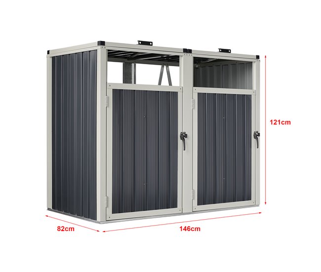 Cobertizo para 2 contenedores de basura acero Tarbek Antracita