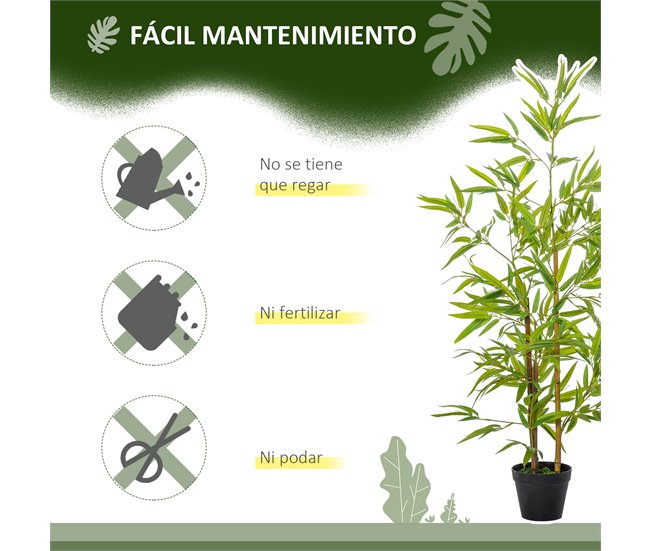 Bambús Artificiales PE, PP Outsunny, hogar - decoración Verde