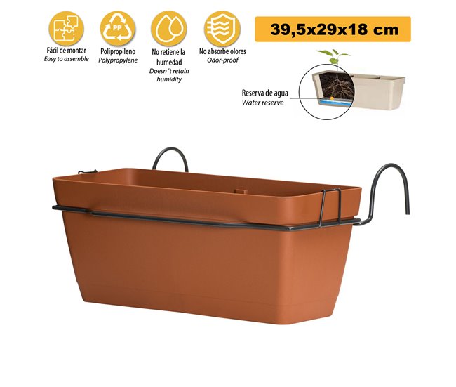 Jardinera 40 cm con soporte Terracota