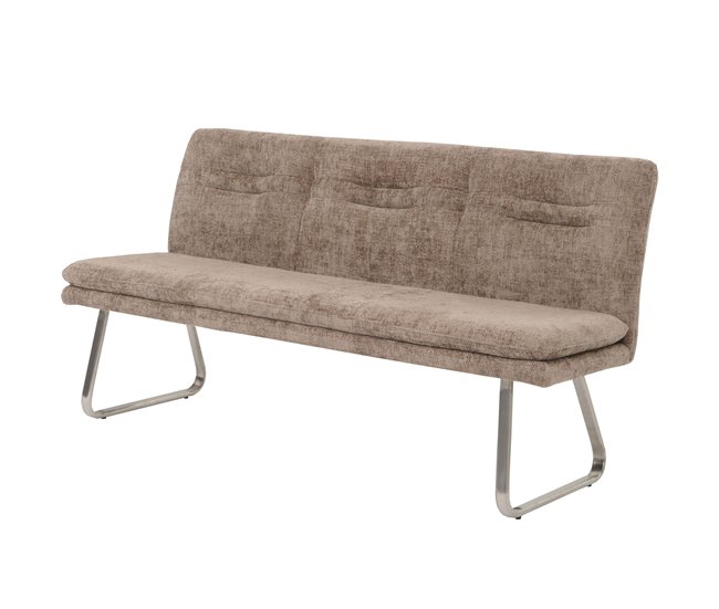 Banco de comedor tapizado con respaldo en tejido chenilla Gris