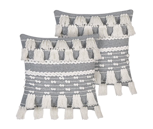Beliani Cojín decorativo BRAHEA Gris