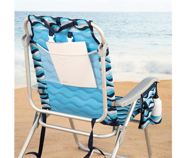 Aktive Silla de playa XL plegable de aluminio 5 posiciones con asa Azul