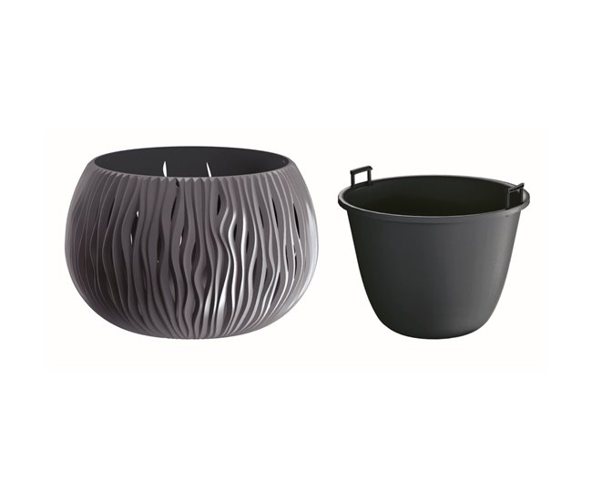 Pack 3 macetas Prosperplast BETON BOWL Antracita