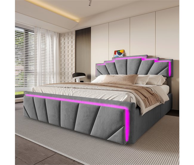 Camas de matrimonio 149x200 Gris Oscuro