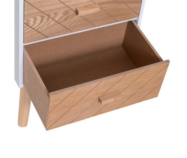 Mesita de Noche MDF y madera maciza HOMCOM 40 Blanco