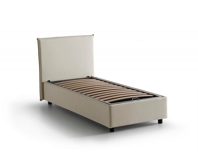 Cama individual en tela Beige