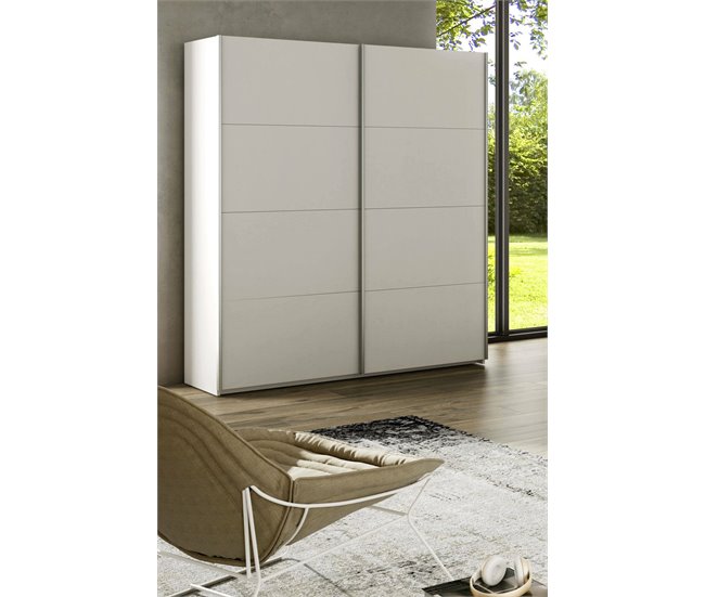 Armario 2 puertas efecto madera 150 Blanco Brillo