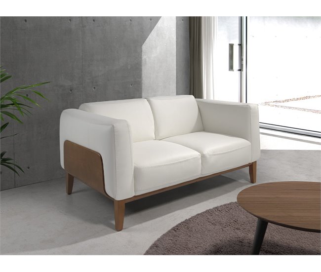 ANGEL CERDA Sofá 2 plazas tapizado en piel Nogal