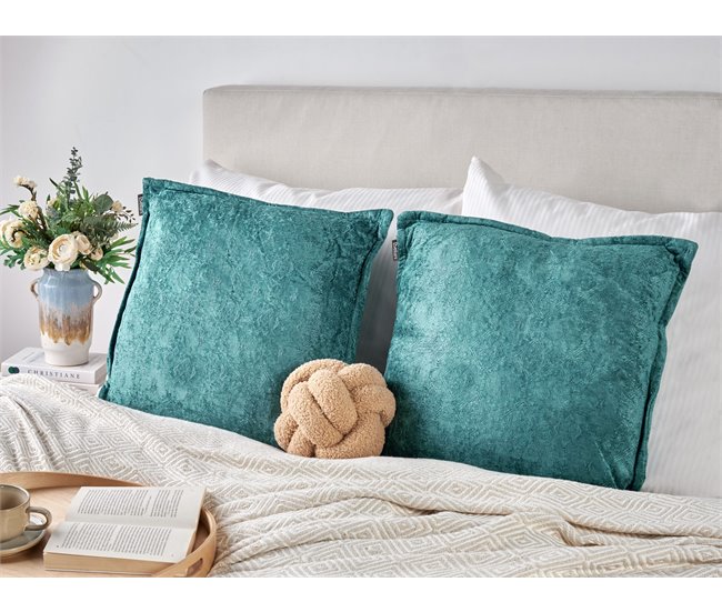 Beliani Cojín decorativo VERPIS Azul/ Verde