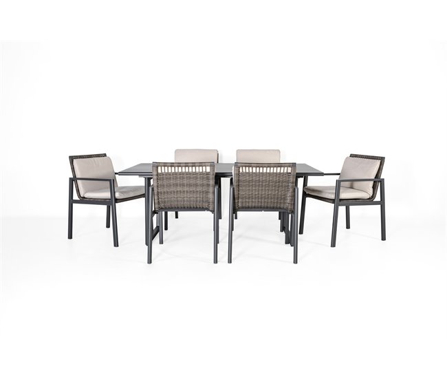 Set de jardín ONIX mesa con 6 sillas color blanco Antracita