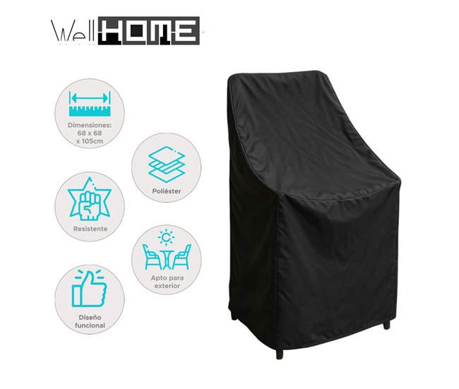 Funda para silla apilable Negro