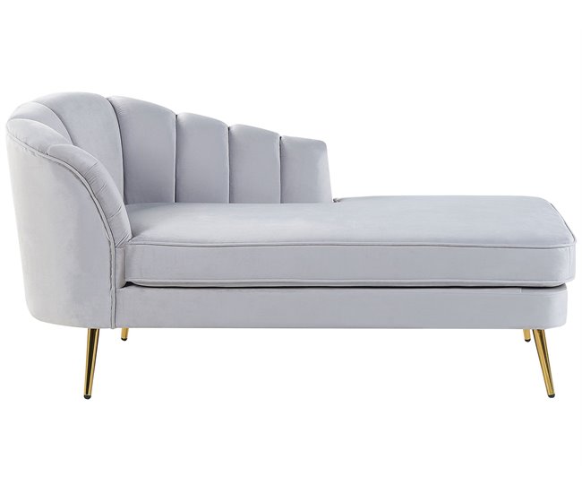 Beliani Chaise longue Terciopelo ALLIER Gris Claro