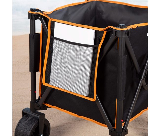 Aktive Carro playa plegable c/ruedas grandes 360º Negro