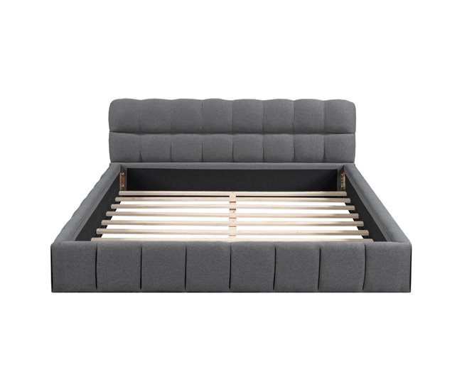 Conforama Cama 140 x 190 cm cama juvenil cama de matrimonio con respaldo blando cama plana somier de láminas lino cinza