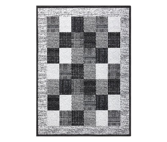 Alfombra BCF Morad RAFIA Rectángulos geométrico 300x400 Negro/ Gris