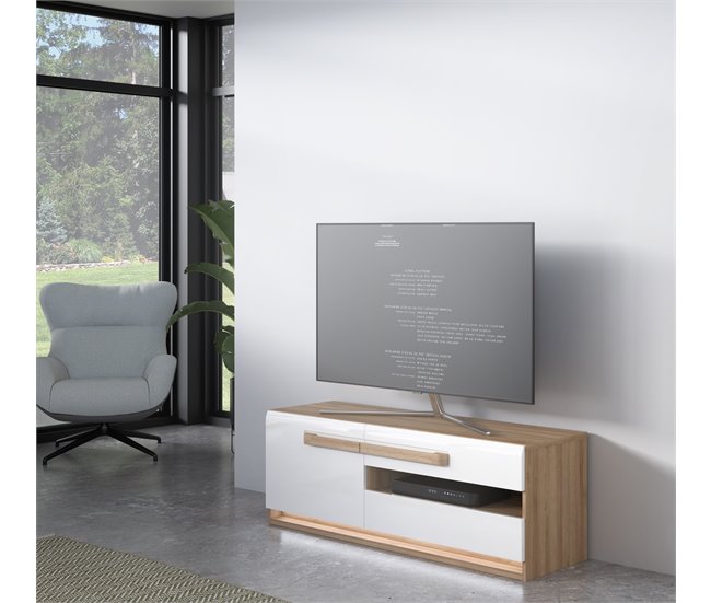 Mueble tv 1 puerta 2 cajones MONTREAL Blanco Brillo