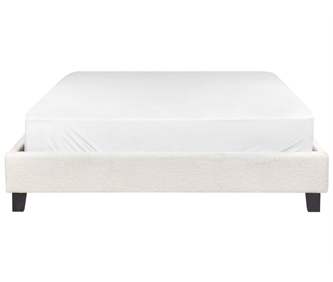 Beliani Cama con somier Bouclé ROANNE 150x213 Crema