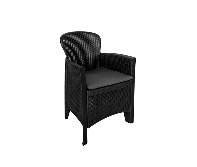 Acomoda Textil - Conjunto de Jardín con 2 Sillones + Mesa Negro