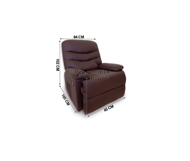Sillón relax motorizado con masaje ROMA Chocolate