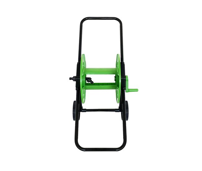 Acomoda Textil – Carro Portamangueras con Ruedas y Conector. Negro/ Verde