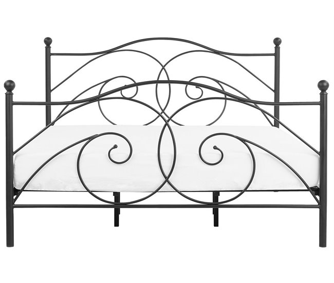 Beliani Cama con somier Metal DINARD 187x208 Negro