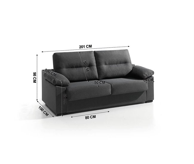 Sofá cama NELLY 3 plazas Gris Oscuro