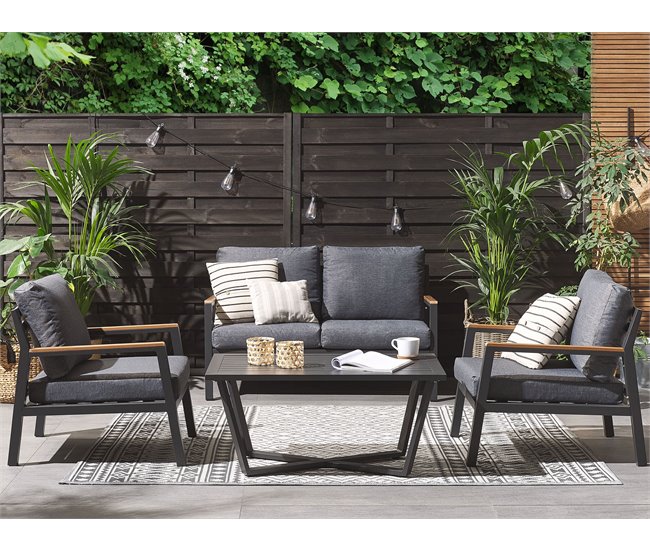Beliani Conjunto de jardín Aluminio DELIA Gris Oscuro