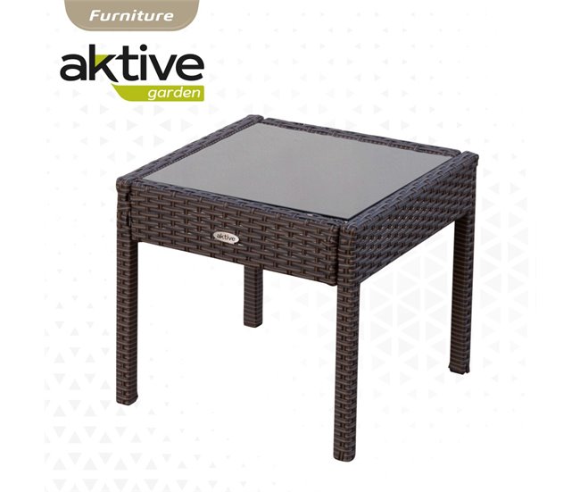 Conjunto muebles terraza con sillones y mesita ratán Aktive Negro