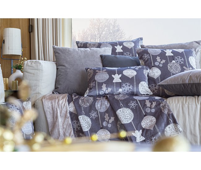 FUNDA DE COJIN DE TERCIOPELO DE NAVIDAD RUSTIC Gris