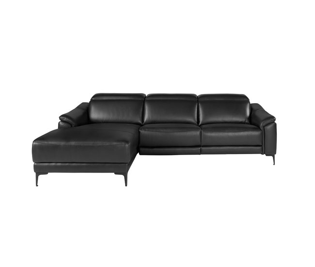 ANGEL CERDÁ Sofá chaise longue relax izquierda piel Negro