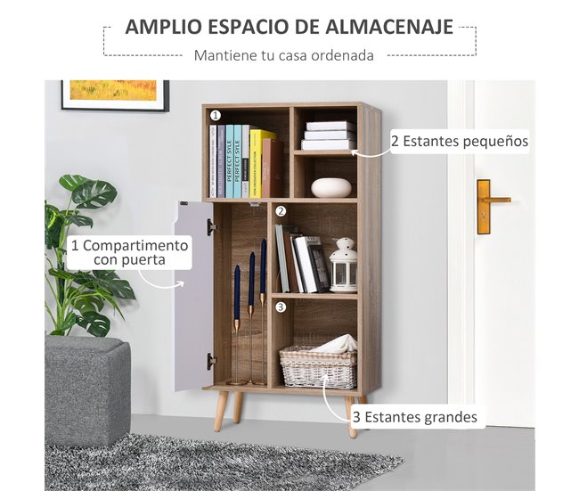 Aparador Alto Melamina de Madera HOMCOM 60 Blanco