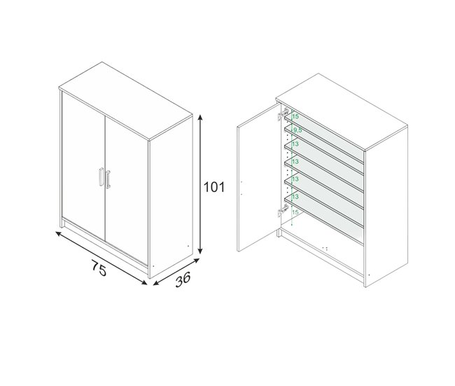 Armario multiusos 2 puertas efecto madera Blanco
