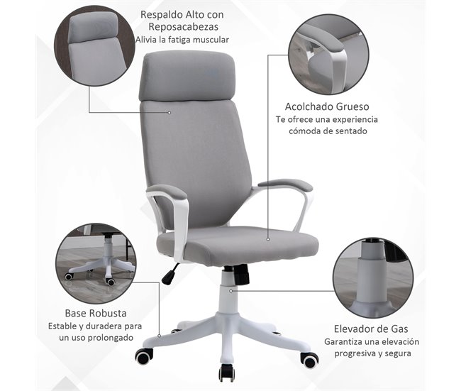 Silla de Oficina Poliéster, Espuma, Nylon, PP Vinsetto Gris