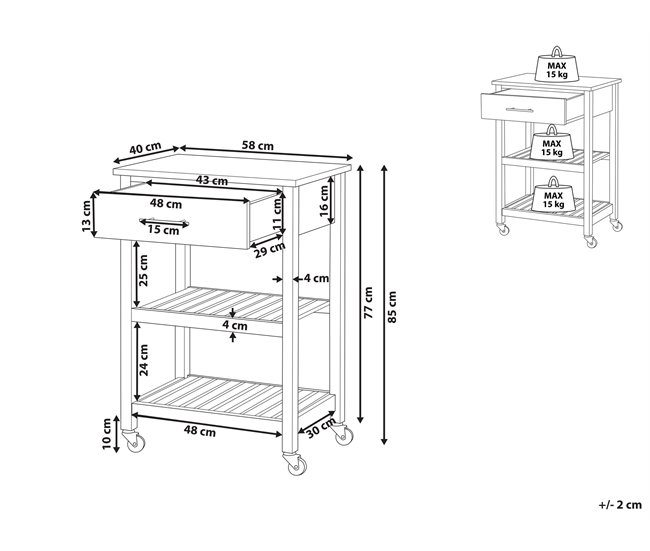 Beliani Carrito de cocina HIUMA 58 Blanco