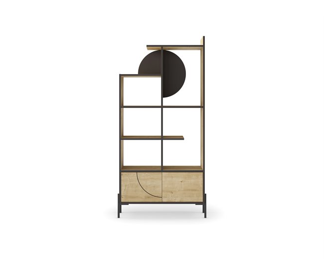 Librería 2 puertas color roble DUBAI Negro/ Madera