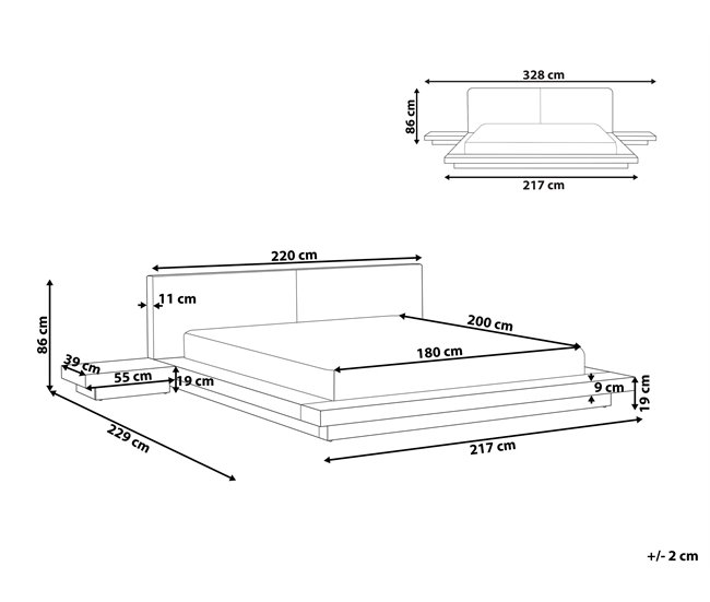 Beliani Cama LED MDF ZEN 328x229 Marron