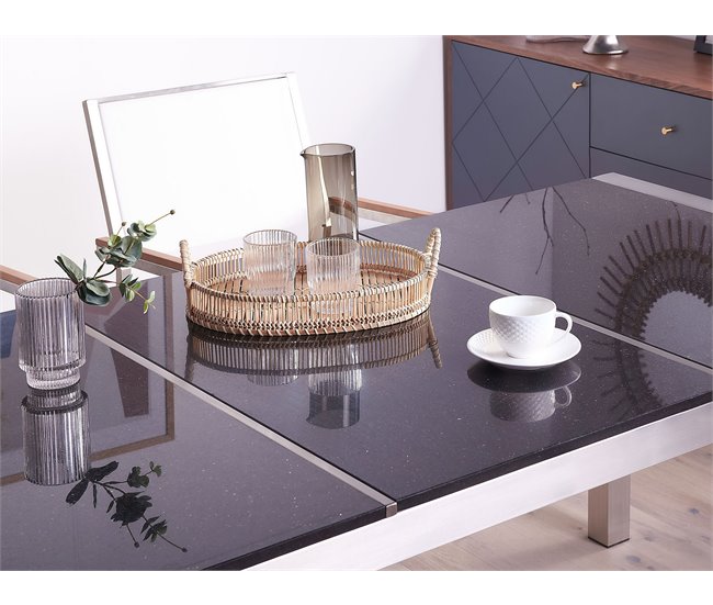 Beliani Mesa de jardín GROSSETO 90x180 Negro/ Gris