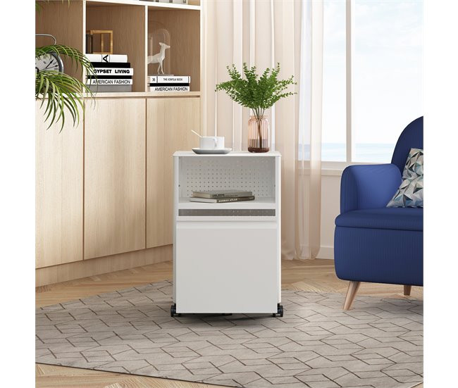 Archivador con ruedas Velvevn 1 cajón acero [en.casa] Blanco