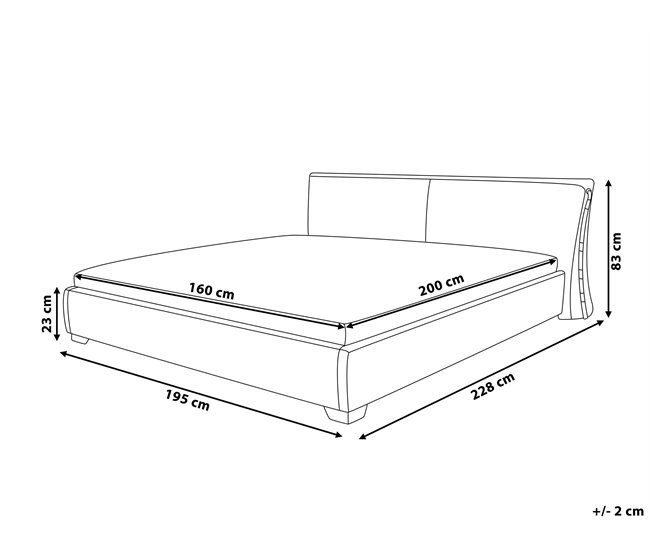 Beliani Cama LED Piel PARIS 195x228 Dorado