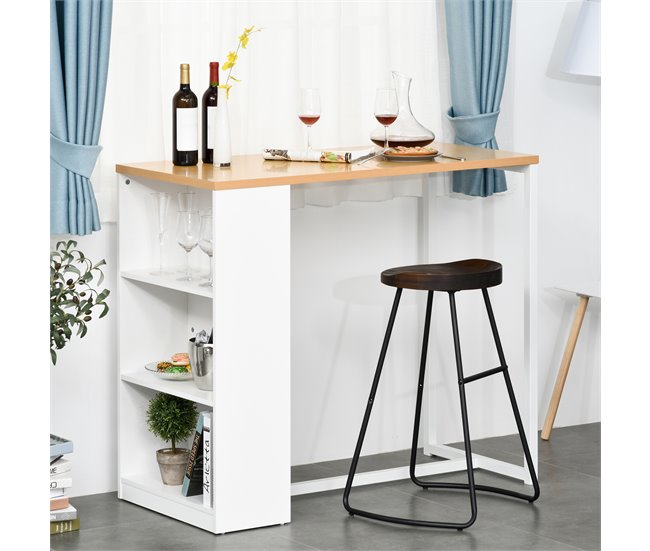 Mesa de Bar Tablero de MDF, Metal HOMCOM, hogar - cocina 115x55 Blanco