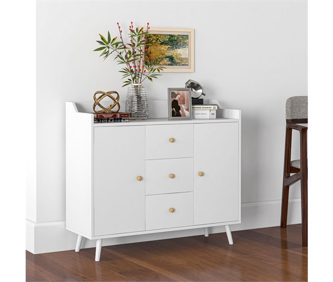 Aparador de Salón Melamina de Madera HOMCOM Blanco