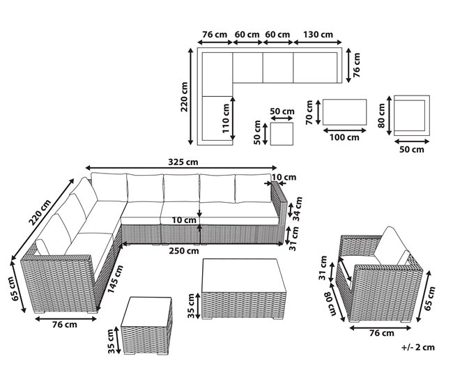 Beliani Conjunto de jardín XXL Beige