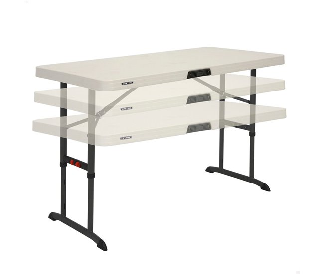 Mesa plegable ajustable en altura LIFETIME 122 x 61 x 61-86 cm Blanco