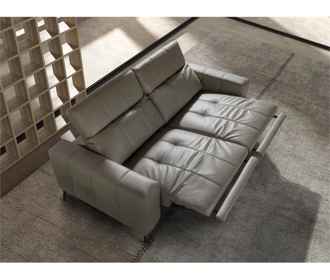 ANGEL CERDA Sofá relax 2 plazas piel gris Gris