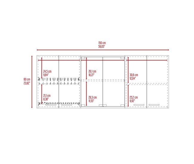 Mueble de Pared Cocina con Cristal 150 Blanco